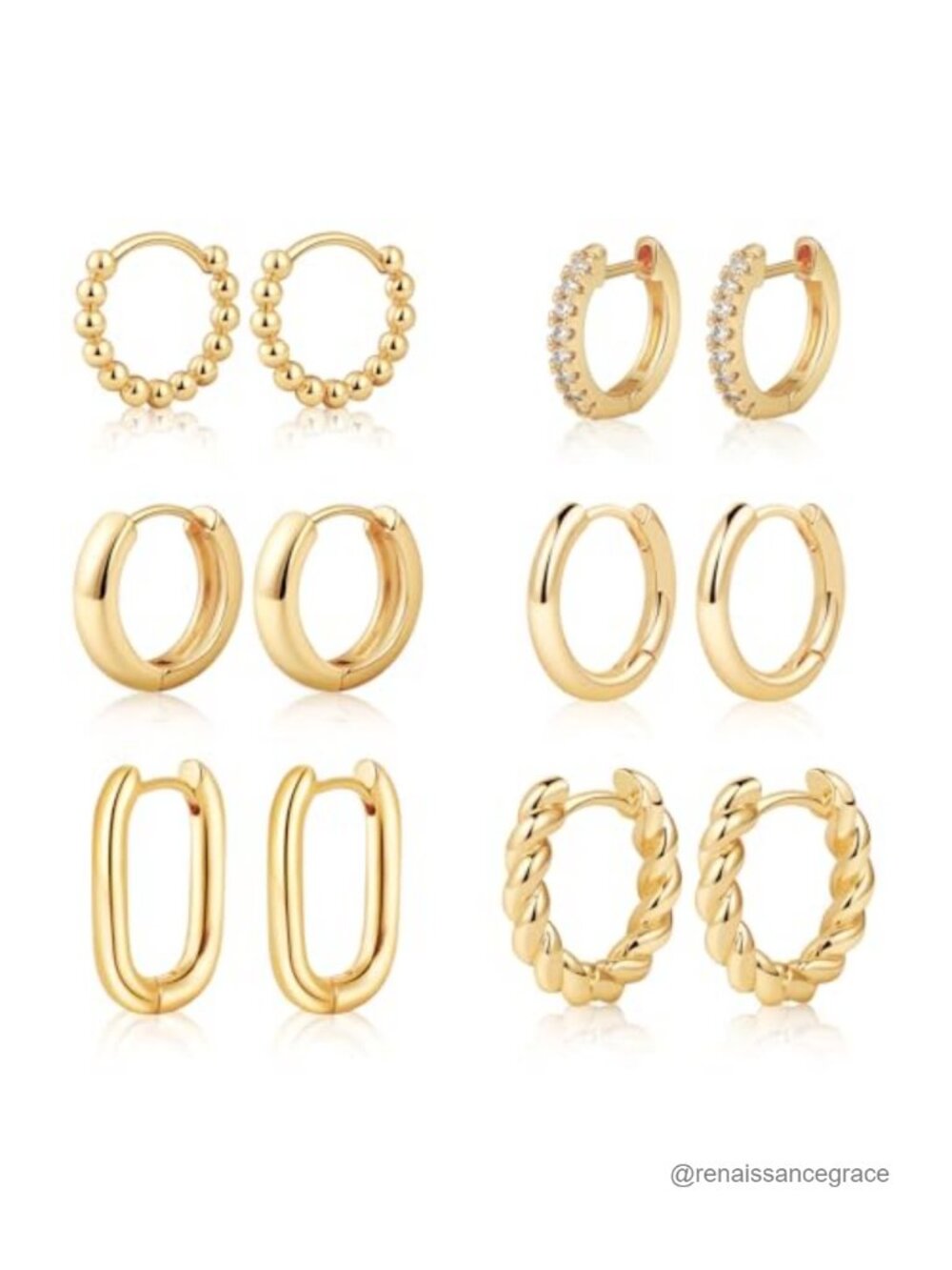 14K Gold Plated Chunky Hoop Earrings Set for Women Hypoallergenic Gift